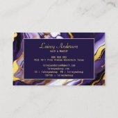 Carte De Visite Gras Trendy violet jaune or faux marbre (Dos)