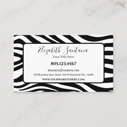 Carte De Visite Gras Zebra Print (Dos)