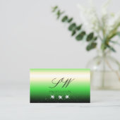 Carte De Visite Grass Green Black Gradient Parkle Bijoux Initiales (Debout devant)