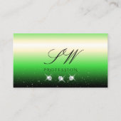 Carte De Visite Grass Green Black Gradient Parkle Bijoux Initiales (Devant)