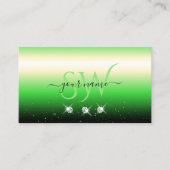 Carte De Visite Grass Green Black Gradient Parkle Bijoux Monogramm (Devant)