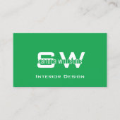 Carte De Visite Grass Vert clair avec Monogramme et photo (Devant)