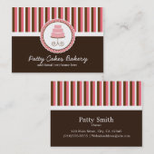 Carte de visite grasse Bakery Pink Cake & Stripes (Devant / Derrière)