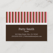 Carte de visite grasse Bakery Pink Cake & Stripes (Dos)
