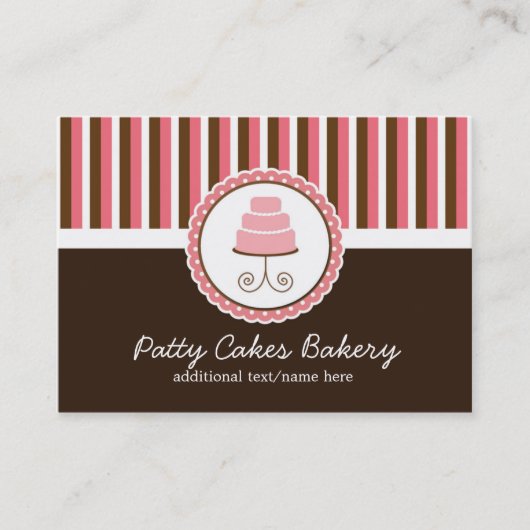 Carte de visite grasse Bakery Pink Cake & Stripes (Devant)