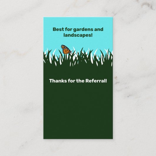 Carte De Visite 🦋 Gratitude Pelouse Papillon Merci de référence (Devant)