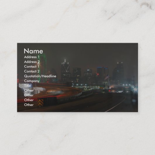 Carte De Visite Gratte-ciel avec le néon à Dallas du centre dans (Devant)