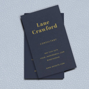 Carte De Visite Grattez Moderne Minimaliste Marine Bleu Or