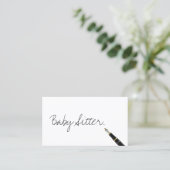 Carte De Visite Gratuit écriture manuscrite Script Baby Sitter Car (Debout devant)