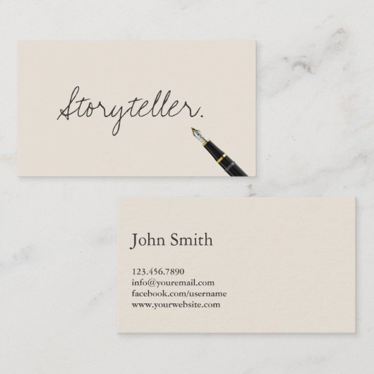 Carte De Visite Gratuit écriture manuscrite Script Storyteller Car (Devant / Derrière)