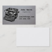 Carte De Visite graveur machine à écrire design élégant argent (Devant / Derrière)