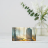 Carte De Visite Gravité Familiale En Bois D'Automne (Debout devant)