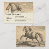 Carte De Visite Gravure antique élégante de cheval espagnol (Devant / Derrière)