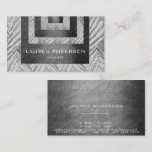 Carte De Visite Gravure géométrique contemporaine Gris 3D Vip (Devant / Derrière)