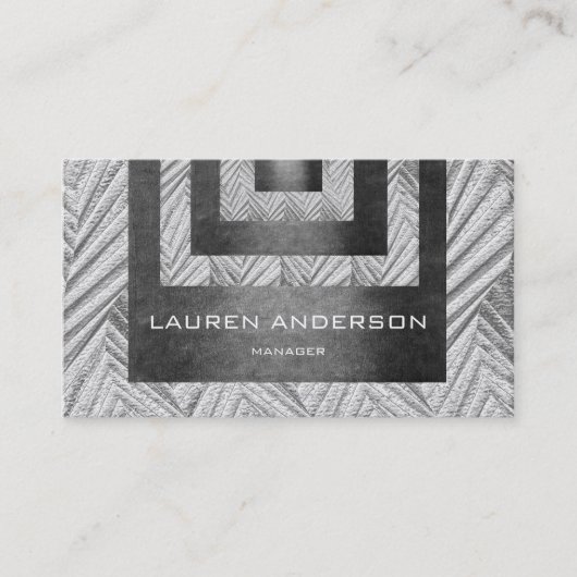 Carte De Visite Gravure géométrique contemporaine Gris 3D Vip (Devant)