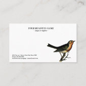 Carte De Visite gravure vintage d'oiseau (Dos)