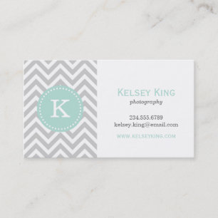 Carte De Visite Gray and Mint Chevron Custom