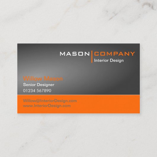 Carte De Visite Gray and Orange Corporate Business Card (Devant)