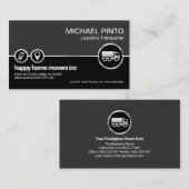 Carte De Visite Gray Black Layer Faux Silver Location Icon Trucker (Devant / Derrière)