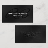 Carte de visite Gray Black White Monogram Manager (Devant / Derrière)