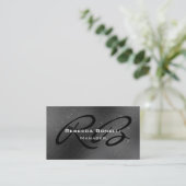 Carte de visite Gray Black White Monogram Manager (Debout devant)