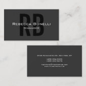 Carte de visite Gray Black White Monogram Manager (Devant / Derrière)