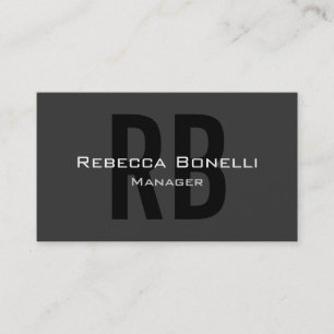 Carte de visite Gray Black White Monogram Manager