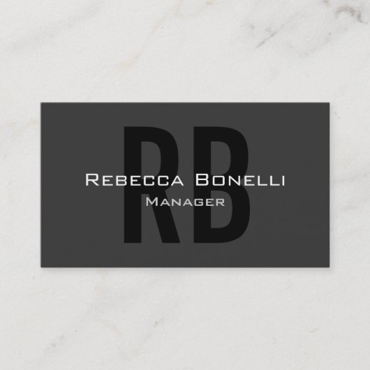 Carte de visite Gray Black White Monogram Manager (Devant)