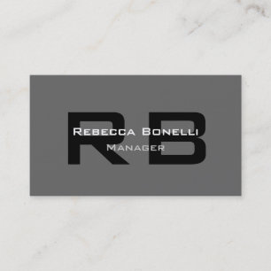 Carte de visite Gray Black White Monogram Manager
