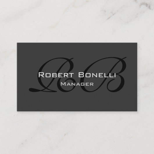 Carte de visite Gray Black White Monogram Manager (Devant)