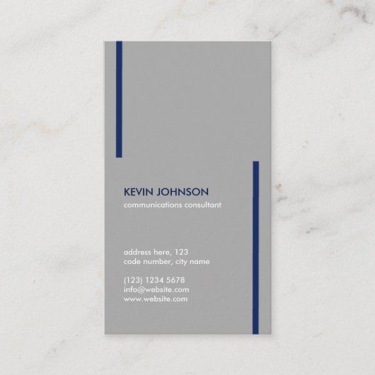 Carte De Visite Gray blue minimal elegant masculine professional (Devant)