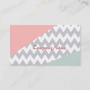 Carte De Visite Gray Chevron Mint et Coral