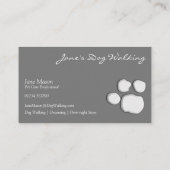 Carte De Visite Gray Elegant Chien Marcher Empreinte de patte Cart (Dos)