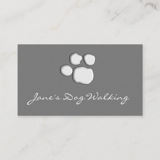 Carte De Visite Gray Elegant Chien Marcher Empreinte de patte Cart (Devant)