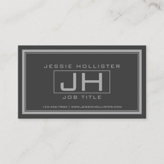 Carte De Visite Gray et gris foncé professionnel (Devant)