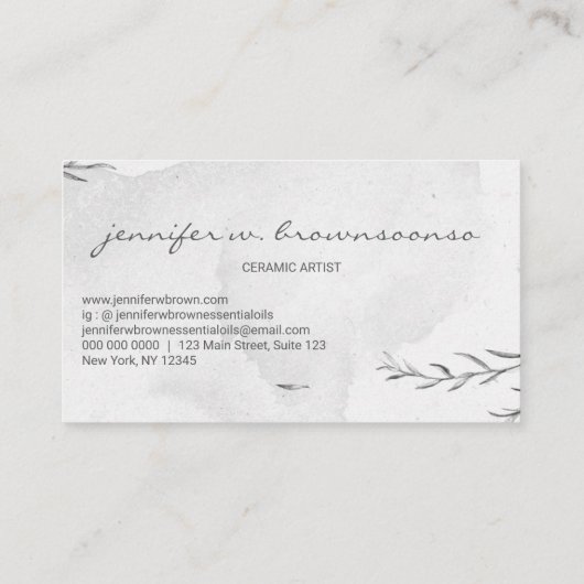 Carte De Visite Gray Flower Pottery Ceramic Artist Tool sculpture (Dos)