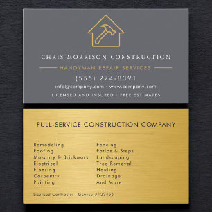 Carte De Visite Gray Gold Industriel Homme à Tout Faire Constructi