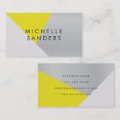 Carte De Visite Gray Jaune Géométrique Métallique moderne Bloc de  (Devant / Derrière)