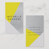 Carte De Visite Gray Jaune Géométrique Métallique moderne Bloc de (Devant / Derrière)