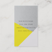 Carte De Visite Gray Jaune Géométrique Métallique moderne Bloc de (Dos)