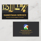Carte De Visite Gray Layers Gold Handyman Outils Accueil Rénovatio (Devant / Derrière)