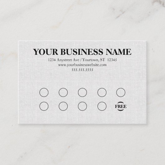 Carte De Visite Gray Linen Look Generic Rewards (Devant)