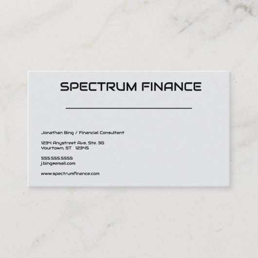 Carte De Visite Gray Minimalist Finance Professional Adaptable (Devant)