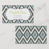 Carte De Visite Gray & Mint Tribal Ikat Chevron (Devant / Derrière)