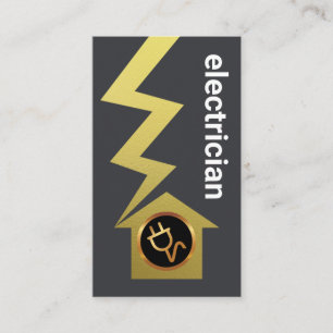 Carte De Visite Gray Simple Gold Lightning Home Electricien