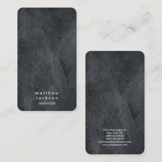 Carte De Visite Gray Texture moderne Plain Professional Manager (Devant / Derrière)