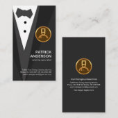 Carte De Visite Gray Tuxedo Gold Chef Boutonniere (Devant / Derrière)