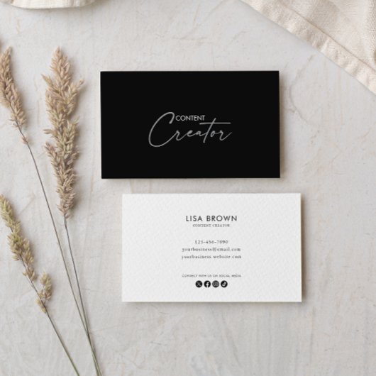 Carte De Visite Gray White Classic Content Creator Business Card
