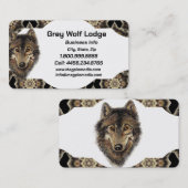 Carte De Visite Gray Wolf Lodge Animal Wildlife Art (Devant / Derrière)
