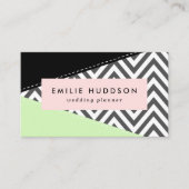 Carte De Visite Gray Zigzag, Gray Chevron, Zigzag Pattern, Mint (Devant)
